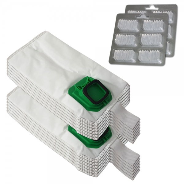 Set 12 Staubsaugerbeutel + 12 Duftsteine geeignet für Vorwerk Kobold VK 140 150 | VK140 VK150