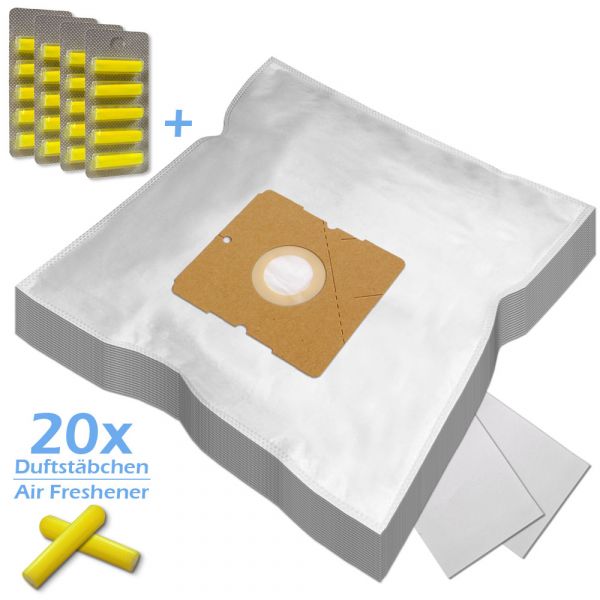Sparset 20 Duftstäbchen + 20 Staubsaugerbeutel für AEG, Dirt Devil, Nilfisk und Typ Y05, Y45, Y61