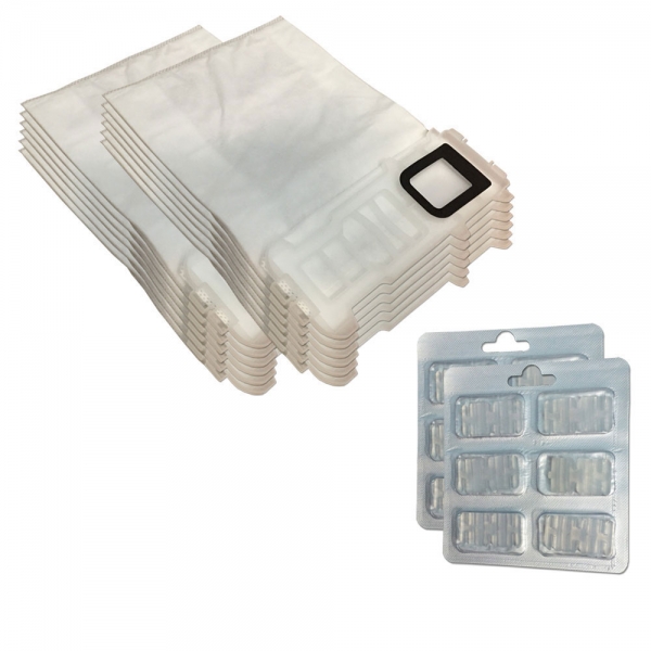 Set 12 Staubsaugerbeutel + 12 Duftsteine geeignet für Vorwerk Kobold VK 135 136 | VK135 VK136