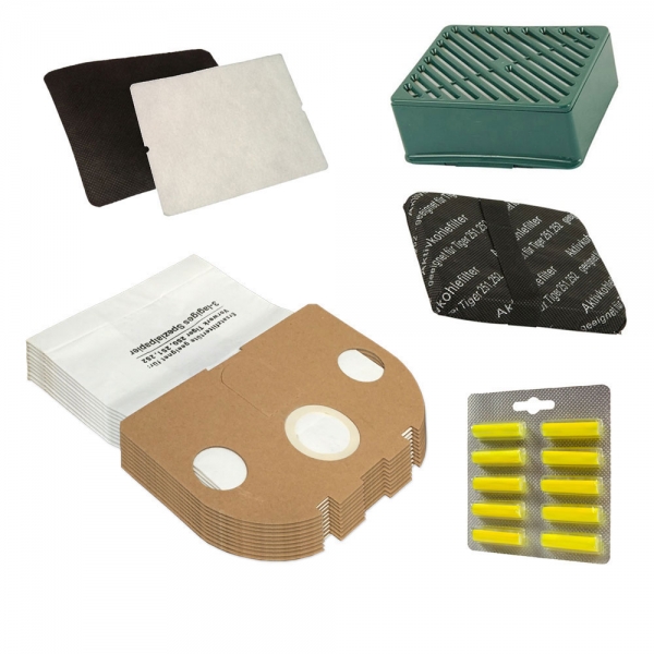 Set 10 Staubbeutel + 2 Filter + 10 Duft geeignet für Vorwerk Tiger VT 251 252 | VT251 VT252