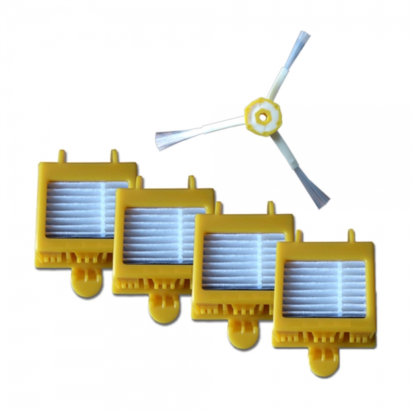 Sparset 4 HEPA Filter + Seitenbürste geeignet für iRobot Roomba Serie 700
