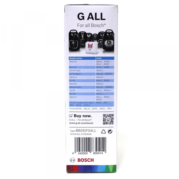 Bosch Staubsaugerbeutel Typ G – 17000940, Passend Für BGB451230/03, BSG6A232 & Weitere Kleingeräte