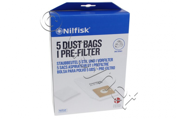 Nilfisk 5x Staubsaugerbeutel + 1x Vorfilter - COUPE/COMPACT/GO/FORCE - 78602600