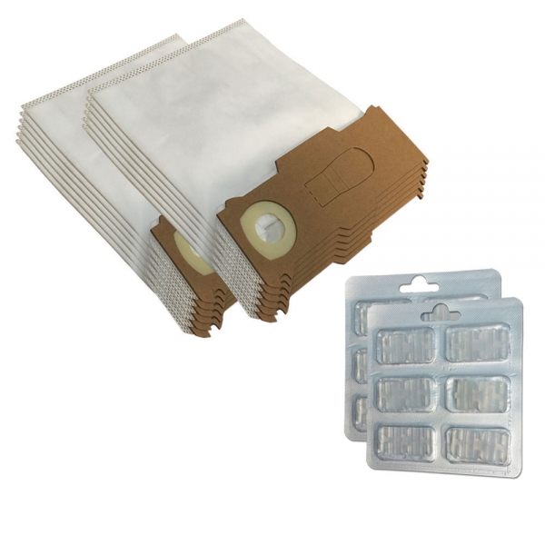 Set 12 Staubsaugerbeutel + 12 Duftsteine für Vorwerk Kobold VK 130 131 SC - Mikrovlies | VK130 VK131