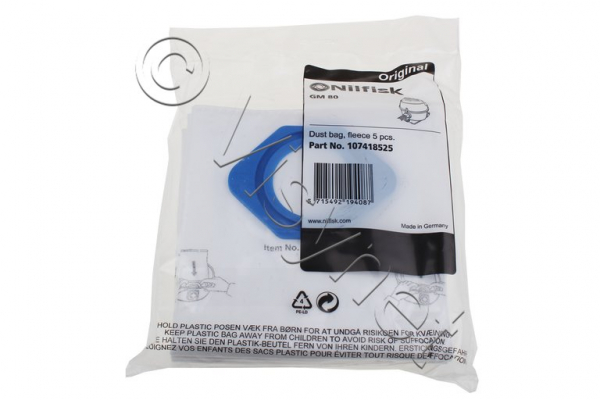 5x Nilfisk Original Microfleece Staubsaugerbeutel GM80 / GM90 | 107418525