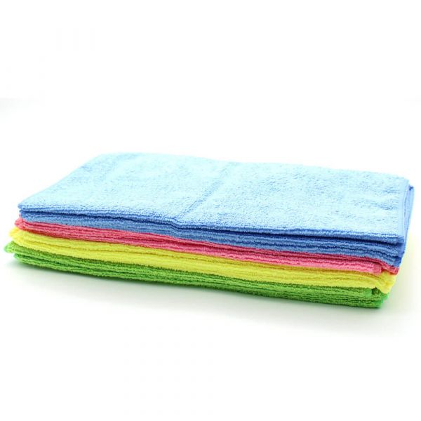 Premium Mikrofasertücher Set | 40 x 40 cm | 4 Stück | Gelb + Blau + Rot + Grün | Hohe Saugkraft