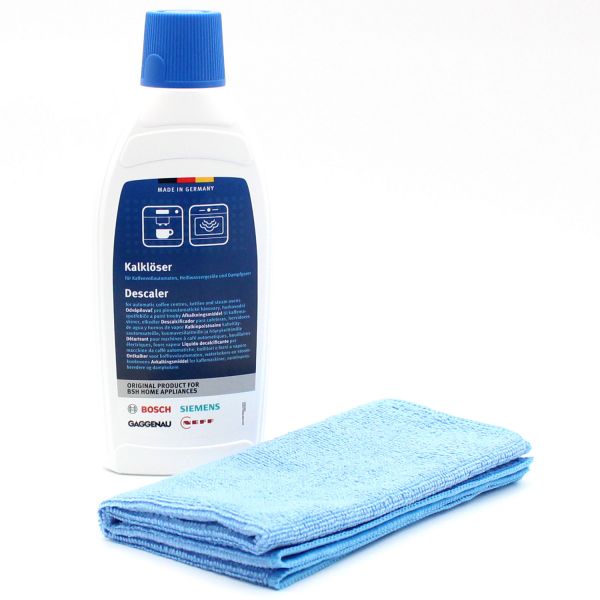 Entkalker Kalklöser + Mikrofasertuch Geeignet für Bosch, Siemens 00311968, 00311138, 311680 | 500ml