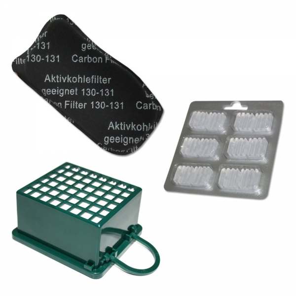 SET HEPA Filter + Kohlefilter + 6 Duftsteine geeignet für Vorwerk Kobold VK 130 131 SC