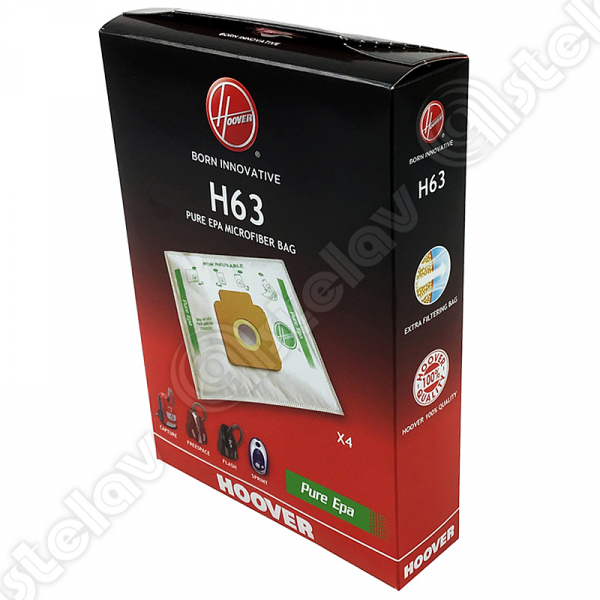 4er Pack Original Hoover H63 Mikrofaser Staubsaugerbeutel für Freespace, Sprint, Flash | 35600536
