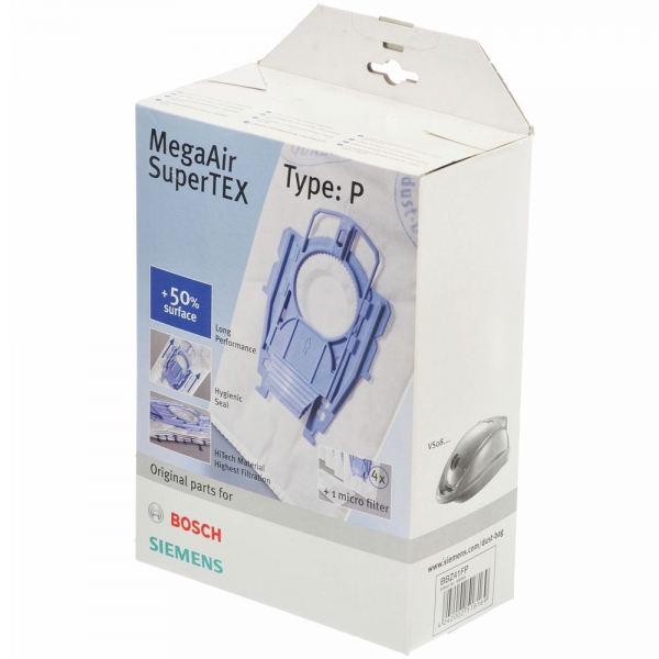 4 Staubsaugerbeutel für Bosch, Siemens Typ P, BBZ41FP, VZ41AFP, Serie BSG8 ... / VS08 ...