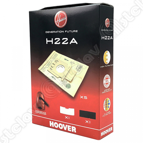 Set 5 Beutel mit 2 Filtern Hoover H22A Staubsaugerbeutel - Microspace Micropower | 09173865