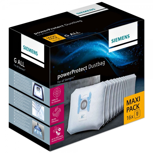 XXL Pack 16 Staubsaugerbeutel für Siemens PowerProtect Type G ALL - VZ16GALL