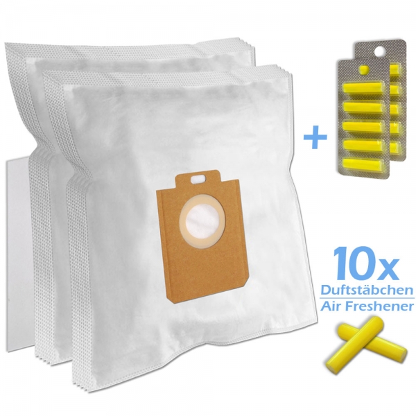 SET 10 Duftstäbchen + 10 Staubsaugerbeutel kompatibel mit AEG, Electrolux, Philips s-bag - Typ PH86