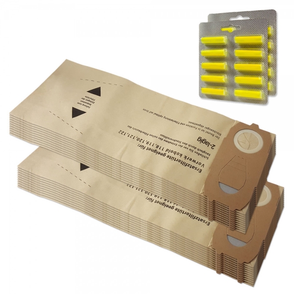Set 20 Staubsaugerbeutel + 20 Duftstäbchen geeignet für Vorwerk Kobold VK 118 119 120 121 122