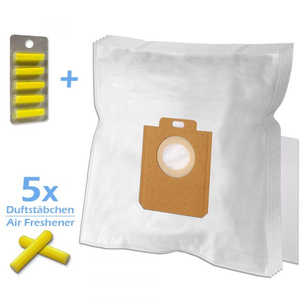 SET 5 Duftstäbchen + 5 Staubsaugerbeutel kompatibel mit AEG, Electrolux, Philips s-bag und Typ PH86