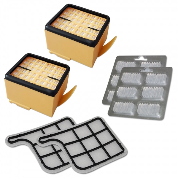 Set 2 HEPA Filter + 2 Motorfilter + 12 Duftsteine für Vorwerk Kobold VK 135 136 | VK135 VK136